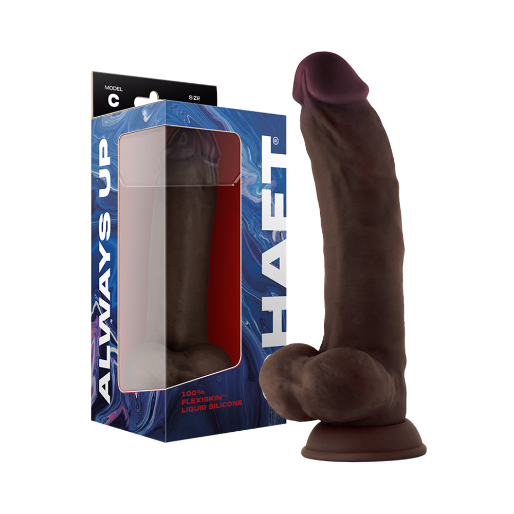 Shaft Model C: 9.5 " Dual Density Silicone Dildo with Balls Mahogany