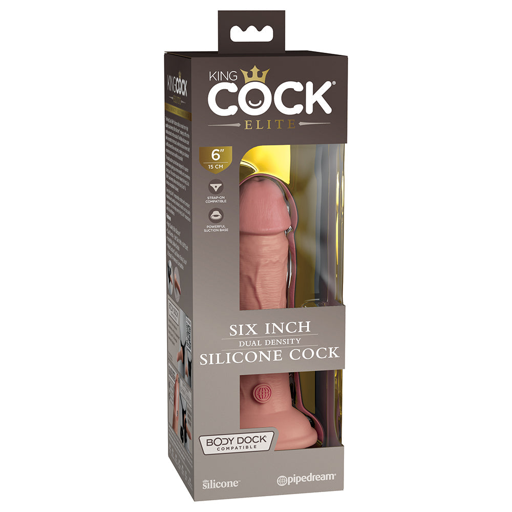 King Cock Elite 6 " Dual Density Silicone Cock Realistic Dildo With Suction Cup Beige