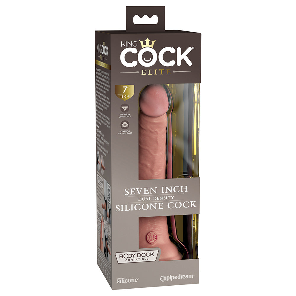 King Cock Elite 7 " Dual Density Silicone Cock Realistic Dildo With Suction Cup Beige