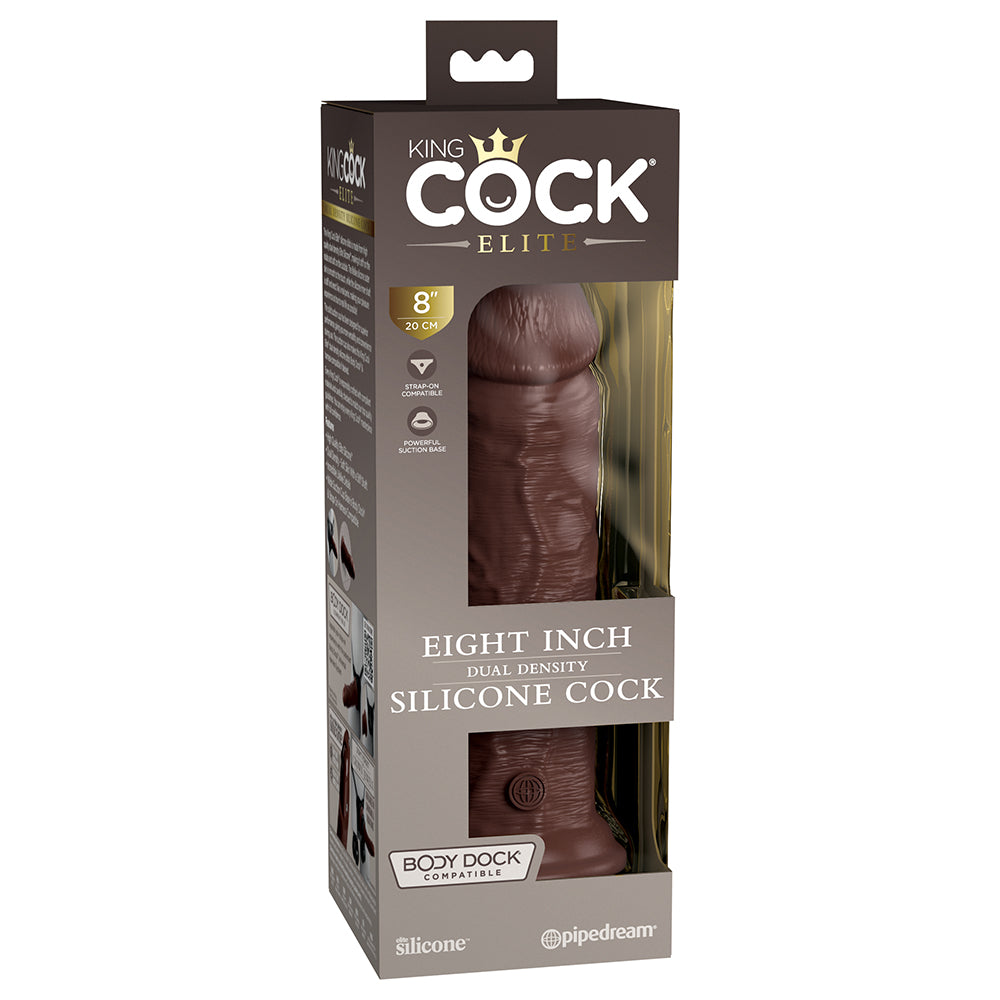 King Cock Elite 8 " Dual Density Silicone Cock Realistic Dildo With Suction Cup Brown