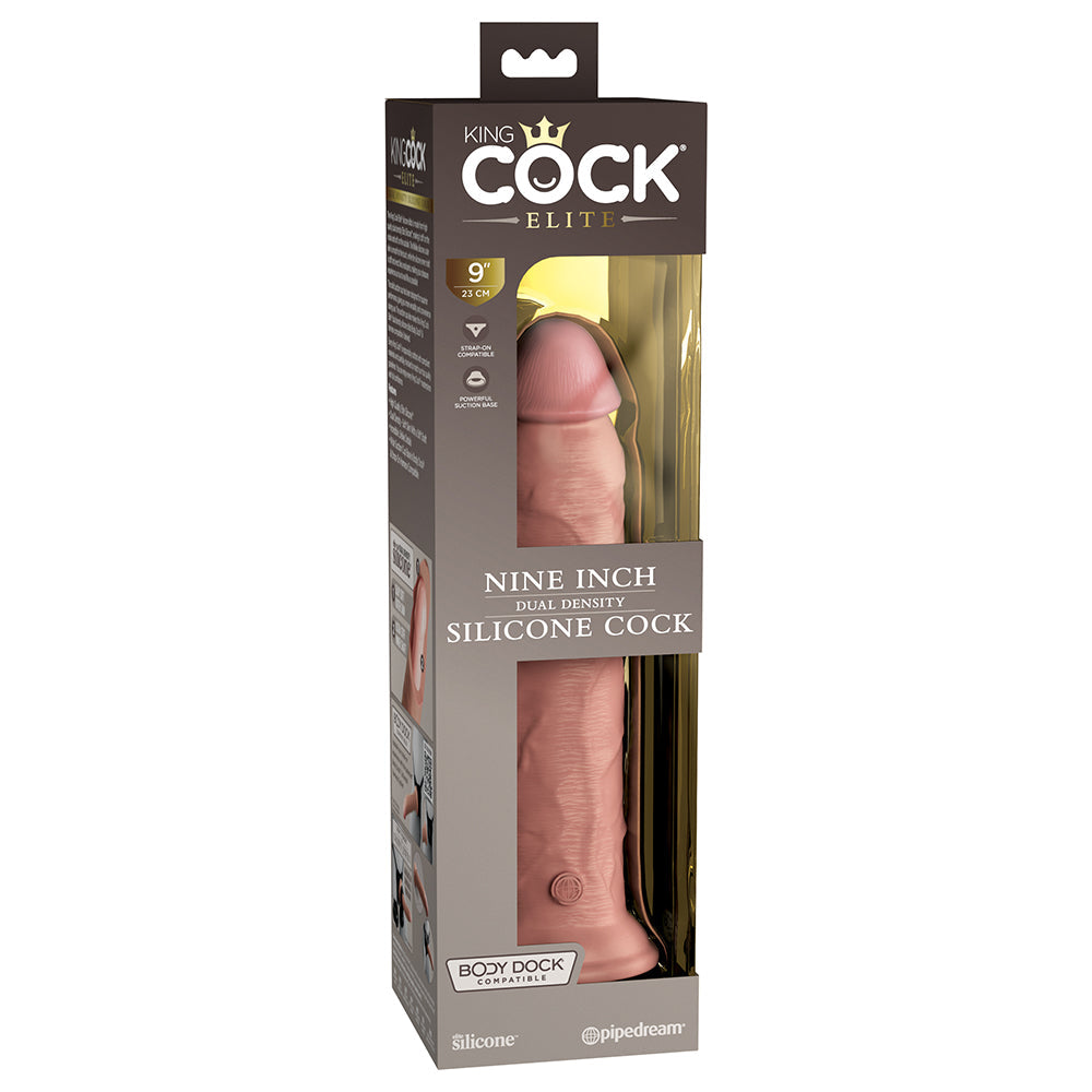 King Cock Elite 9 " Dual Density Silicone Cock Realistic Dildo With Suction Cup Beige