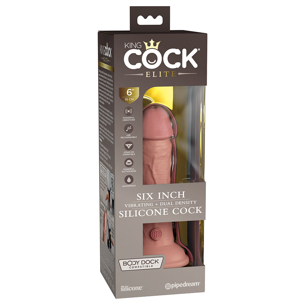 King Cock Elite 6 " Vibrating Realistic Dildo With Suction Cup Beige
