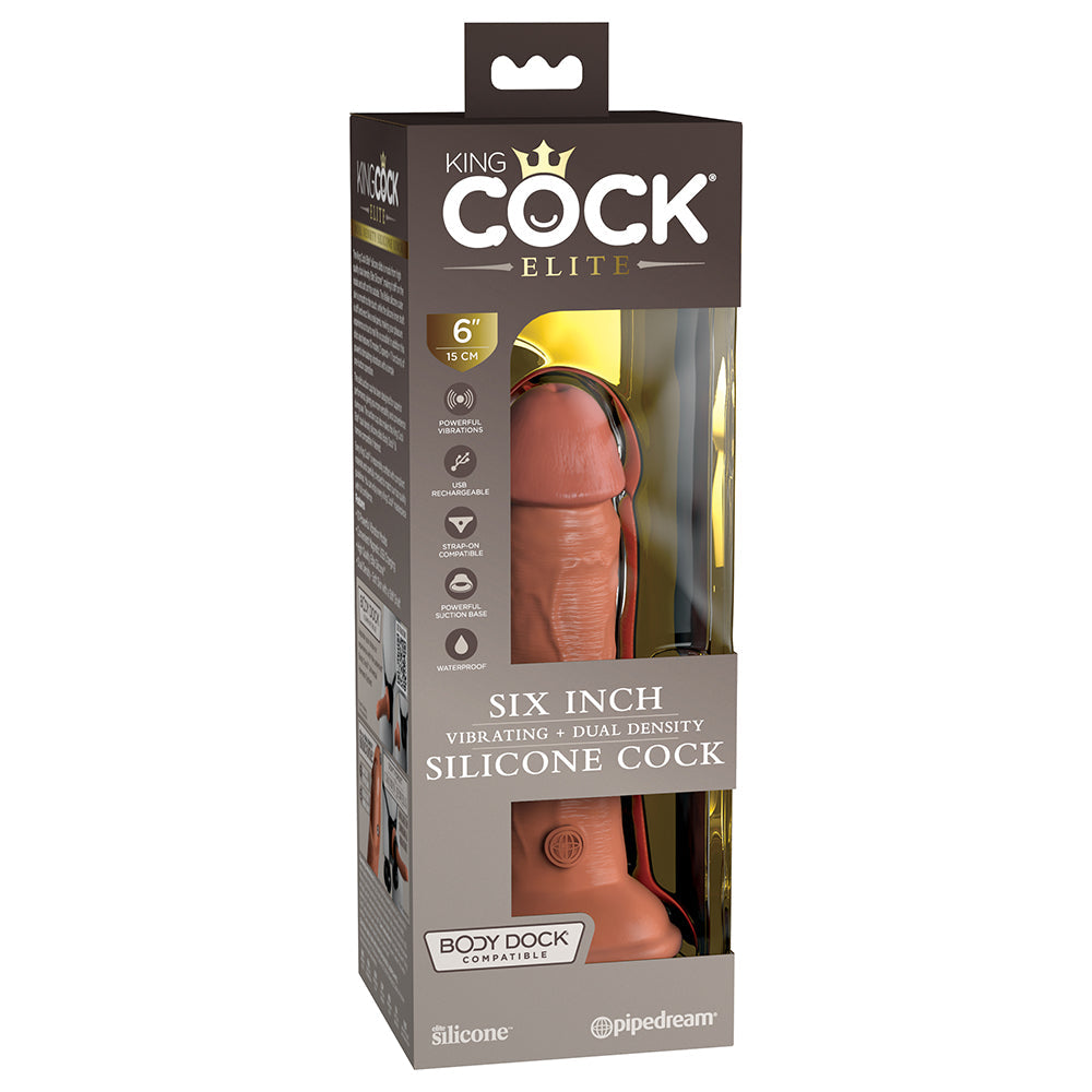 King Cock Elite 6 " Vibrating Realistic Dildo With Suction Cup Tan
