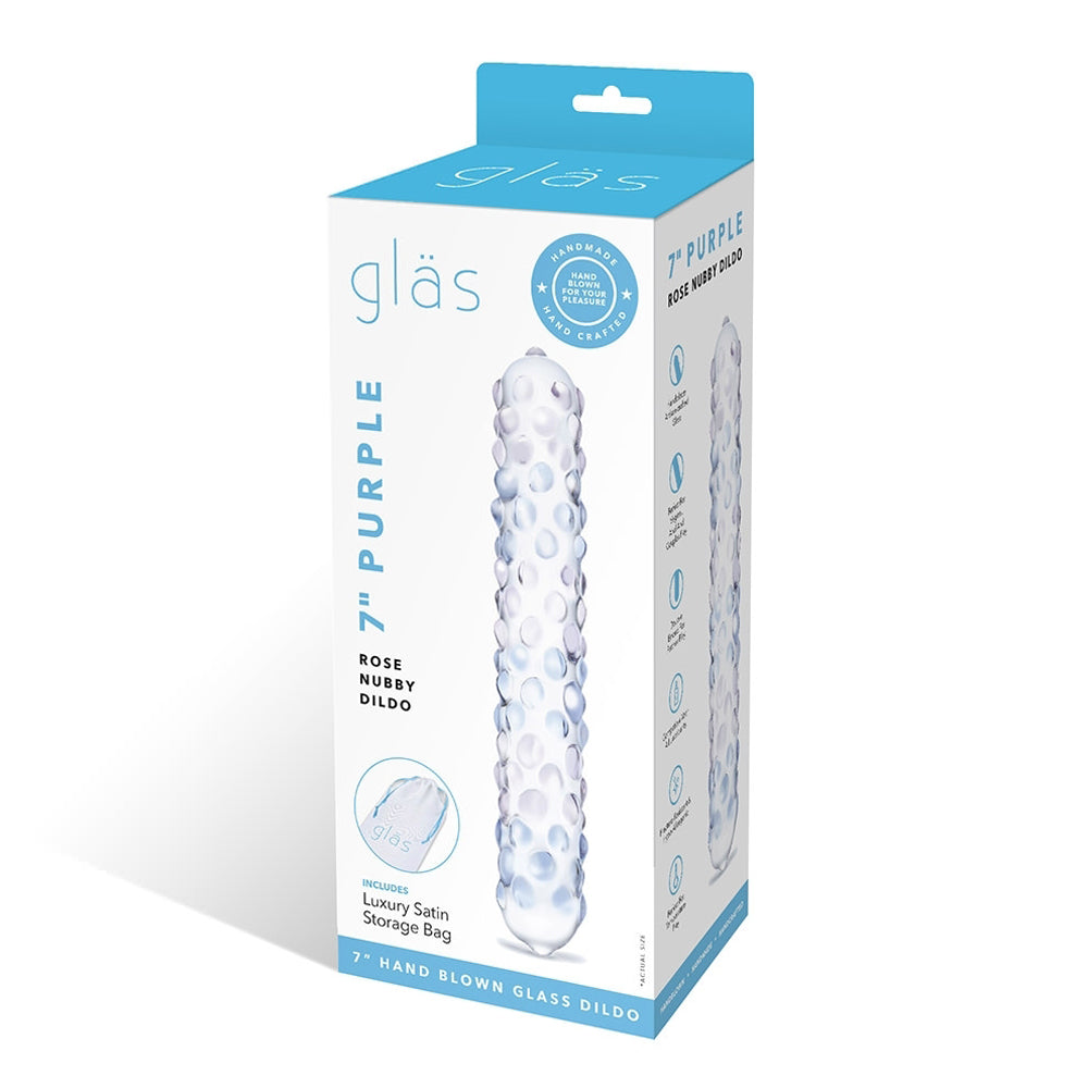 Glas 9 " Purple Rose Nubby Glass Dildo