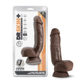 Dr. Skin Plus Thick 8 " Triple Density Posable Dildo with Balls Brown