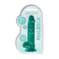 RealRock Crystal Clear Realistic 7 " Dildo With Balls and Suction Cup Turquoise