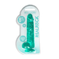 RealRock Crystal Clear Realistic 8 " Dildo With Balls and Suction Cup Turquoise