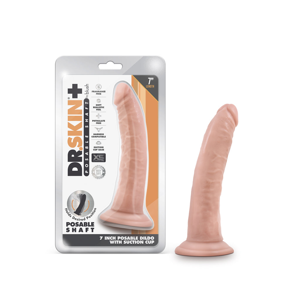 Dr. Skin Plus Realistic 7 " Triple Density Posable Dildo Brown
