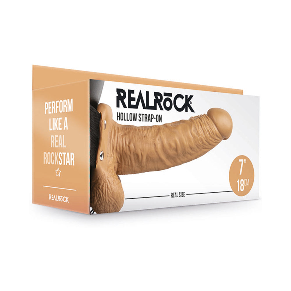 RealRock Realistic 7 " Hollow Strap-On With Balls Tan