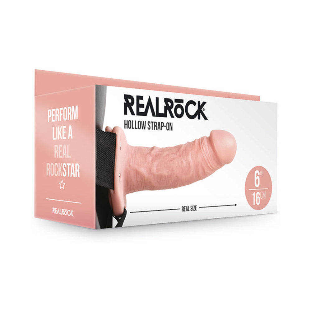 RealRock Realistic 6 " Hollow Strap-On Beige
