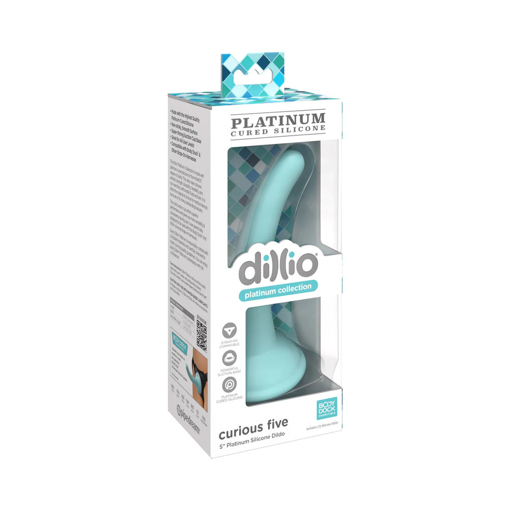 Dillio Platinum Collection Curious Five 5 " Silicone Dildo Teal