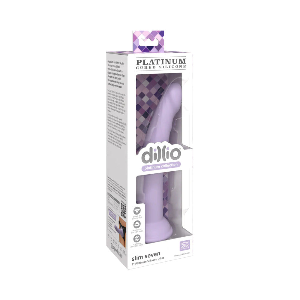 Dillio Platinum Collection Slim Seven 7 " Silicone Dildo Purple