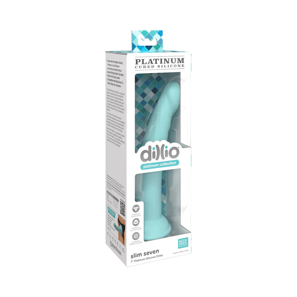 Dillio Platinum Collection Slim Seven 7 " Silicone Dildo Teal