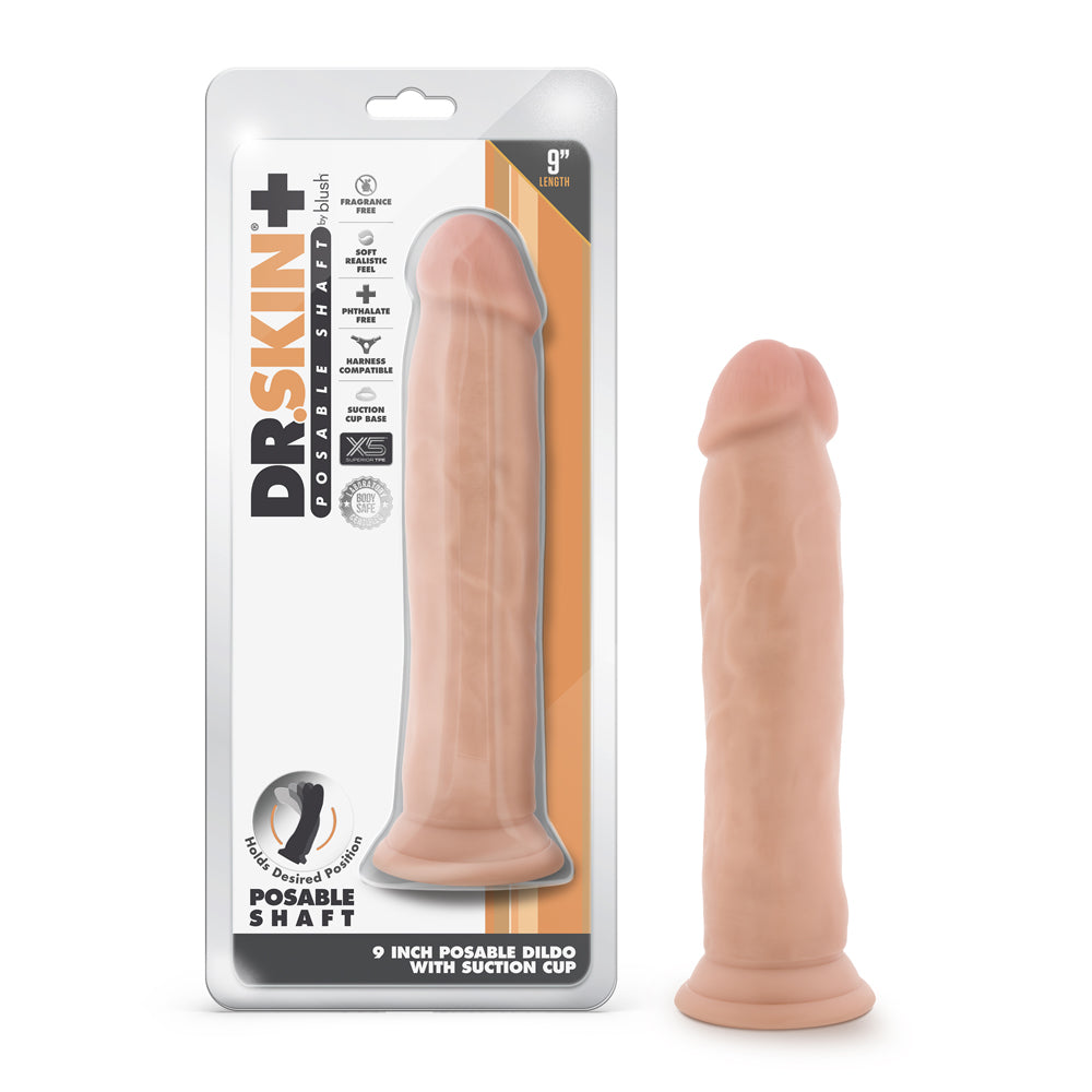 Dr. Skin Plus Thick 9 " Triple Density Posable Dildo Beige