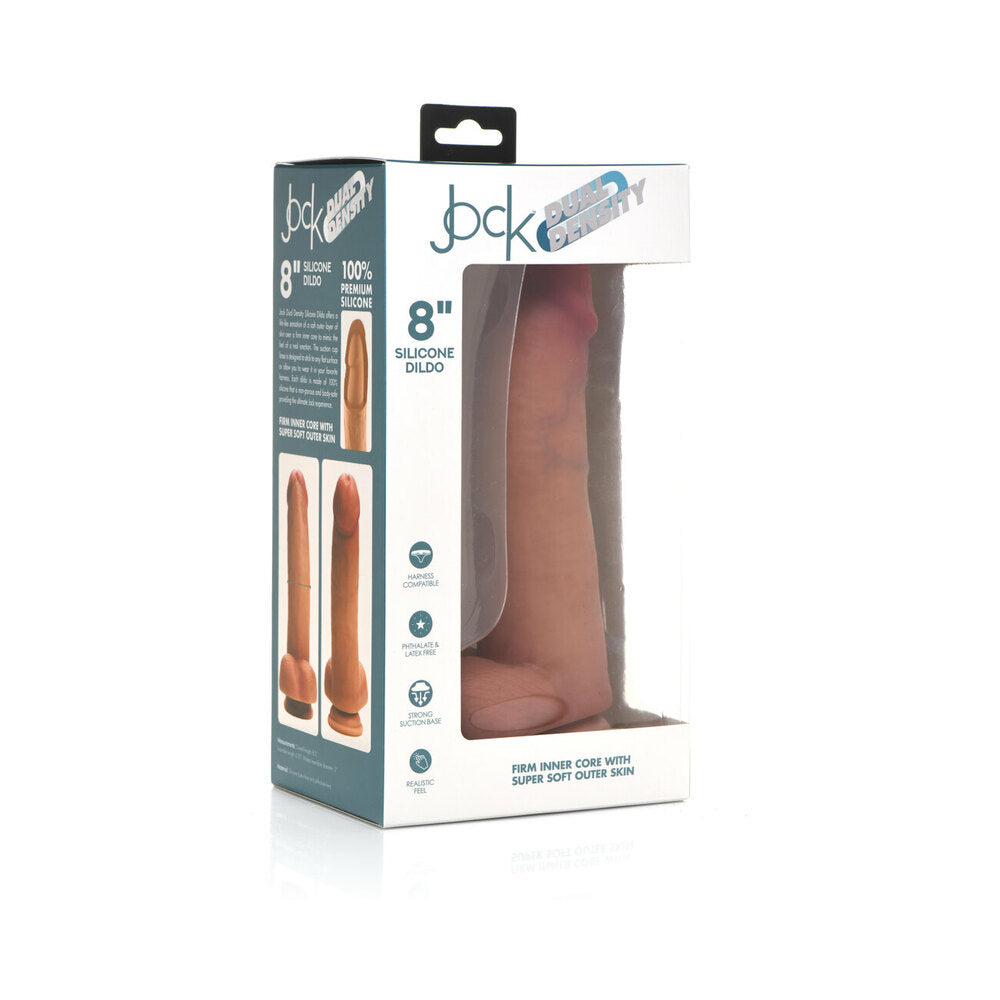 Curve Toys Jock Dual Density 8 " Silicone Dildo with Balls & Suction Cup Light