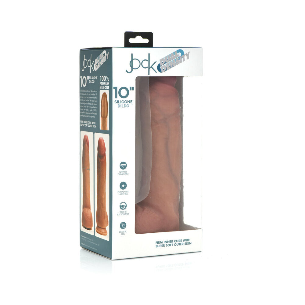 Curve Toys Jock Dual Density 10 " Silicone Dildo with Balls & Suction Cup Light