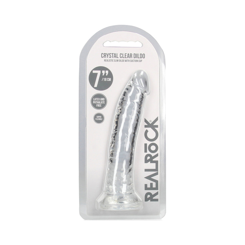 RealRock Crystal Clear Slim 7 " Dildo Clear