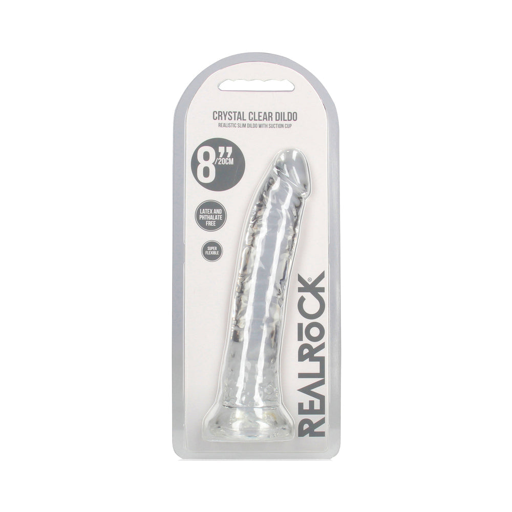 RealRock Crystal Clear Slim 8 " Dildo Clear