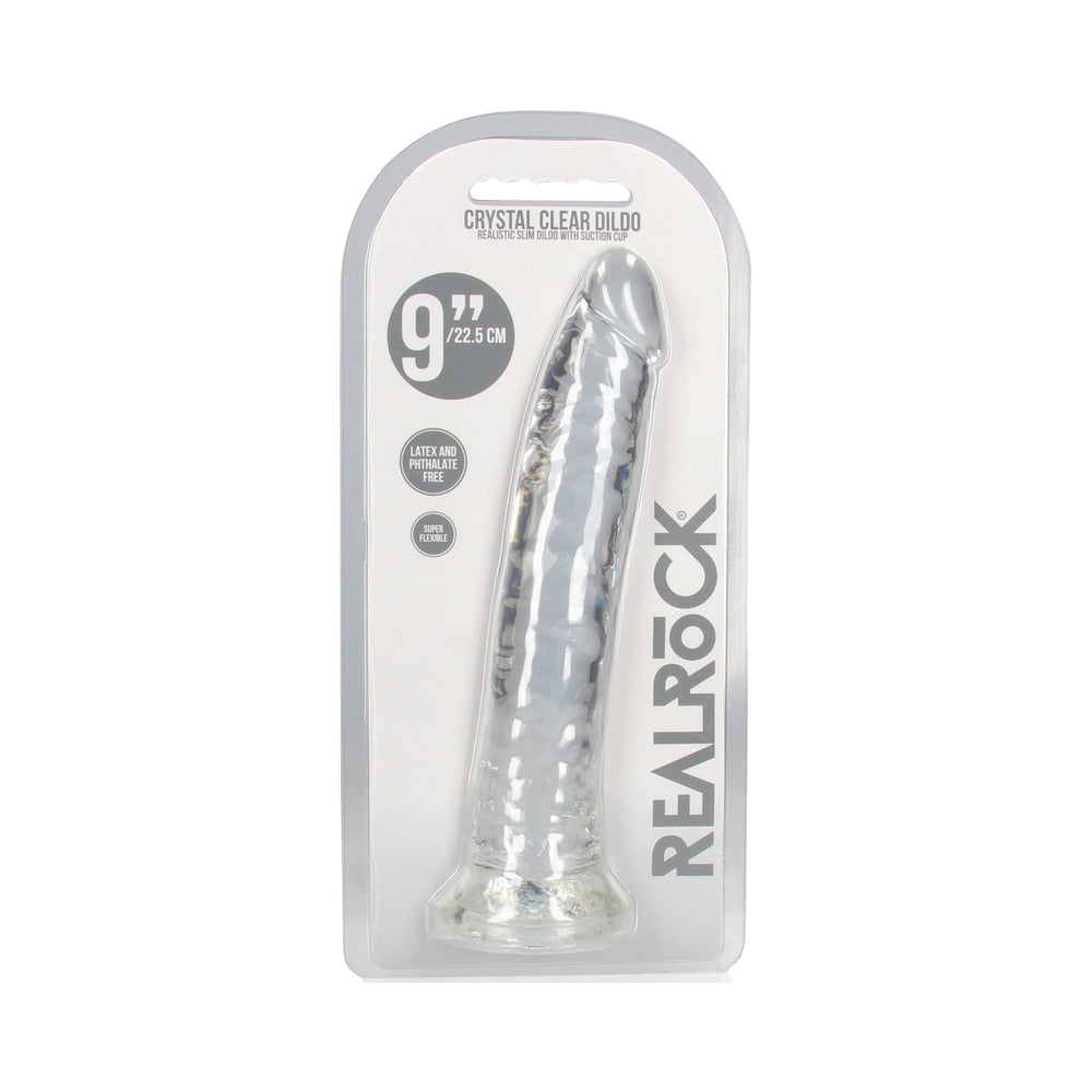 RealRock Crystal Clear Slim 9 " Dildo Clear