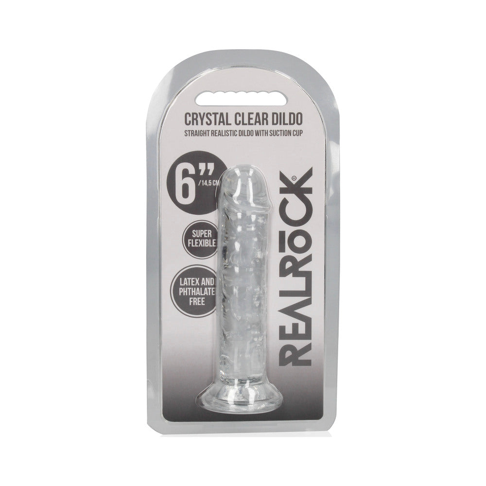 RealRock Crystal Clear Straight 6 " Dildo Without Balls Clear