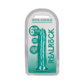 RealRock Crystal Clear Straight 6 " Dildo Without Balls Turquoise