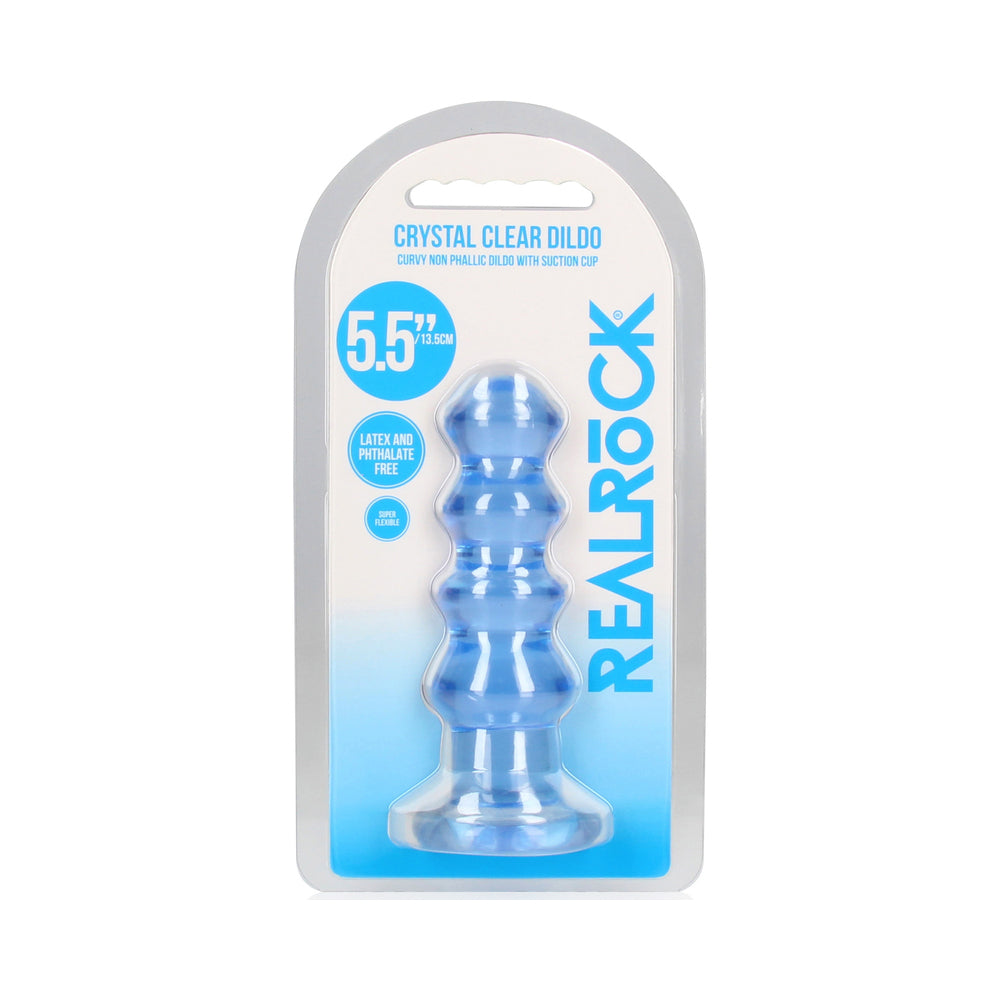 RealRock Crystal Clear Curvy 5.5 " Dildo/Plug Blue