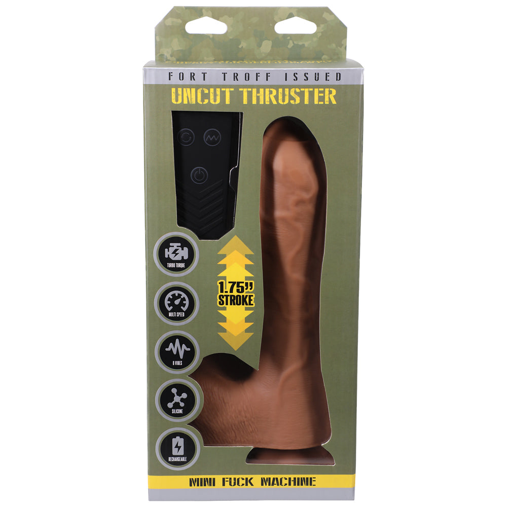 Fort Troff Uncut Thruster Mini Fuck Machine Rechargeable Remote-Controlled Silicone 8.5 " Thrusting Dildo Tan