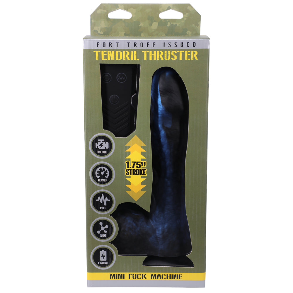 Fort Troff Tendril Thruster Mini Fuck Machine Rechargeable Remote-Controlled Silicone 8.5 " Thrusting Dildo Blue/Black
