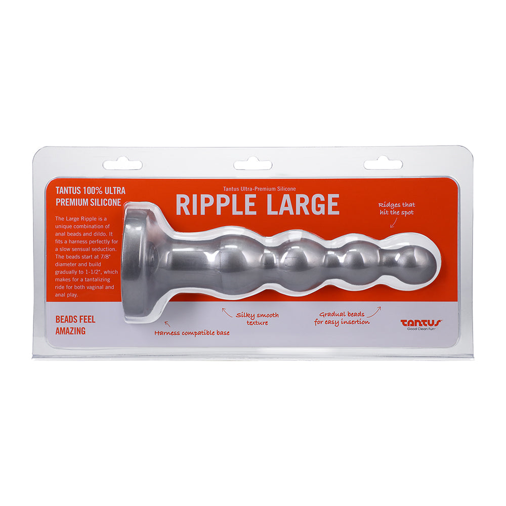 Tantus Ripple Large 8 " Anal Beads Dildo Medium-Firm Silver