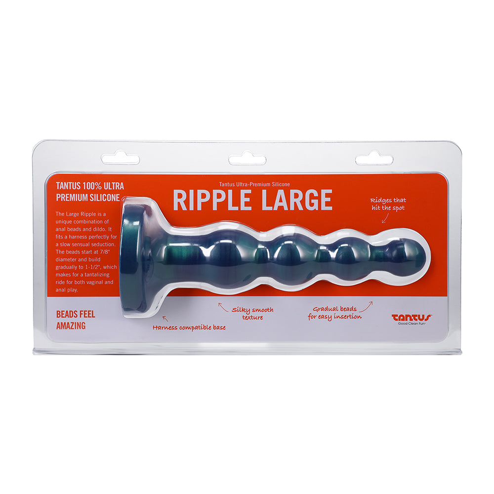 Tantus Ripple Large 8 " Anal Beads Dildo Medium-Firm Malachite