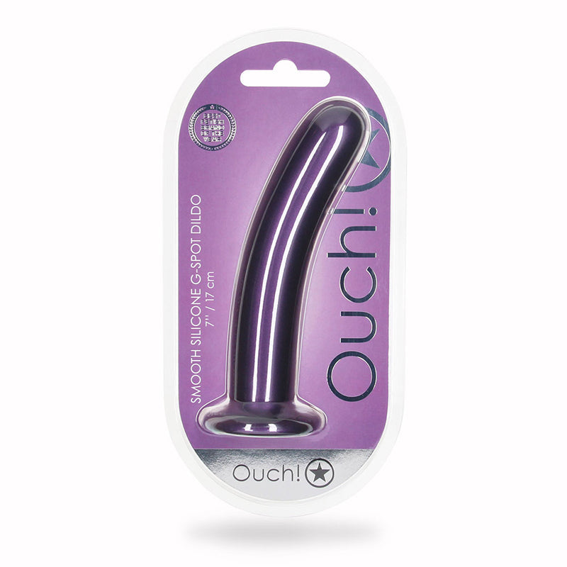 Ouch! Smooth Silicone 7 " G-Spot Dildo Metallic Purple