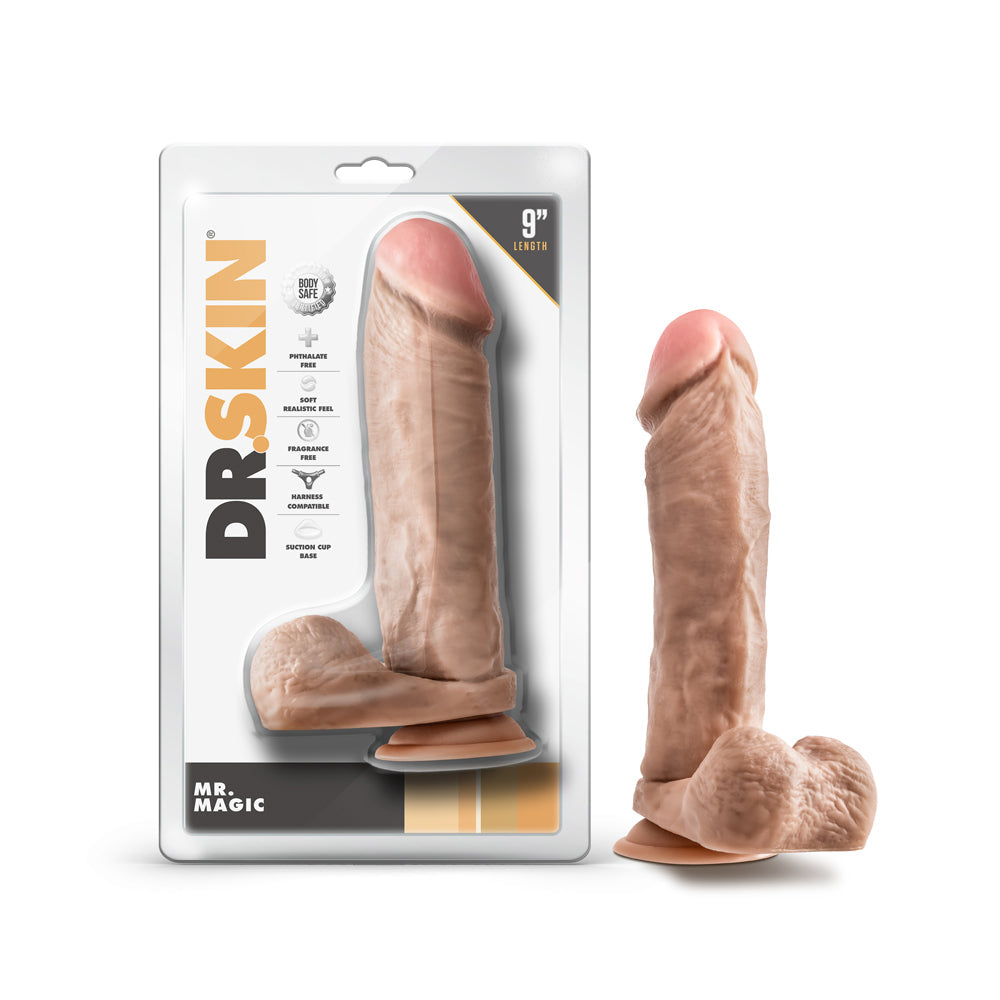Dr. Skin Mr. Magic Realistic 9 " Dildo with Balls Beige