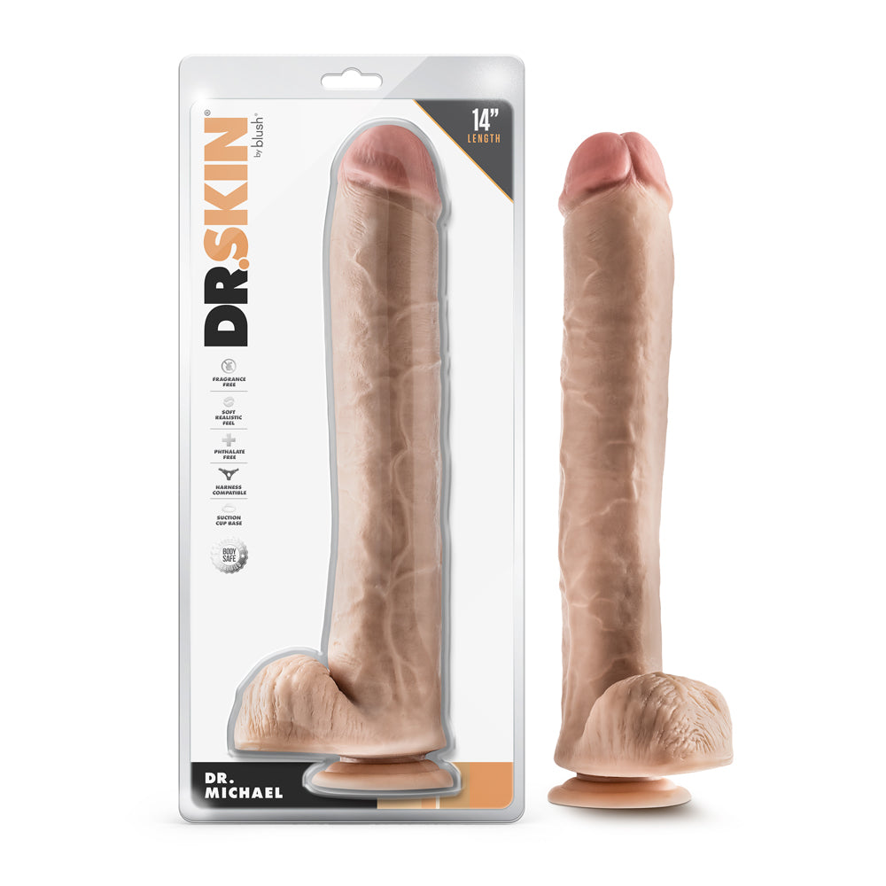 Dr. Skin Dr. Michael 14 " Dildo with Balls Beige