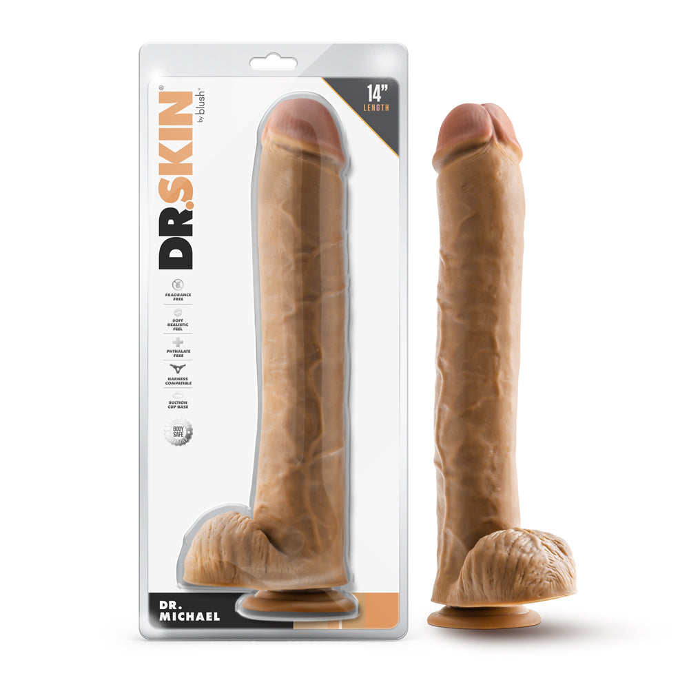 Dr. Skin Dr. Michael 14 " Dildo with Balls Tan