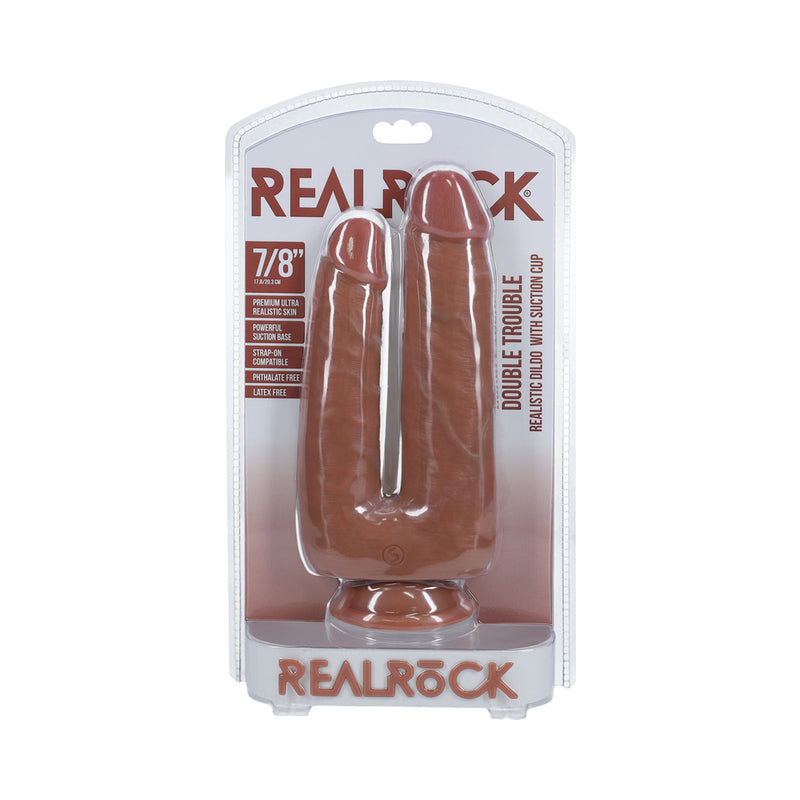 RealRock Double Trouble 7 " / 8 " Dildo Tan