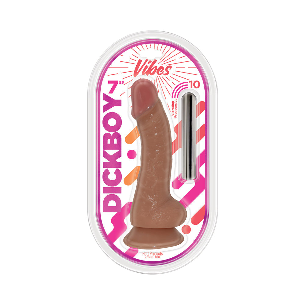 Dickboy Vibes 7 " Dildo with Rechargeable Bullet Caramel