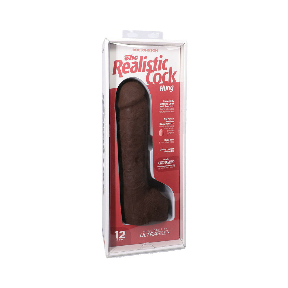 The Realistic Cock Hung 12 " ULTRASKYN Vac-U-Lock Dildo Chocolate