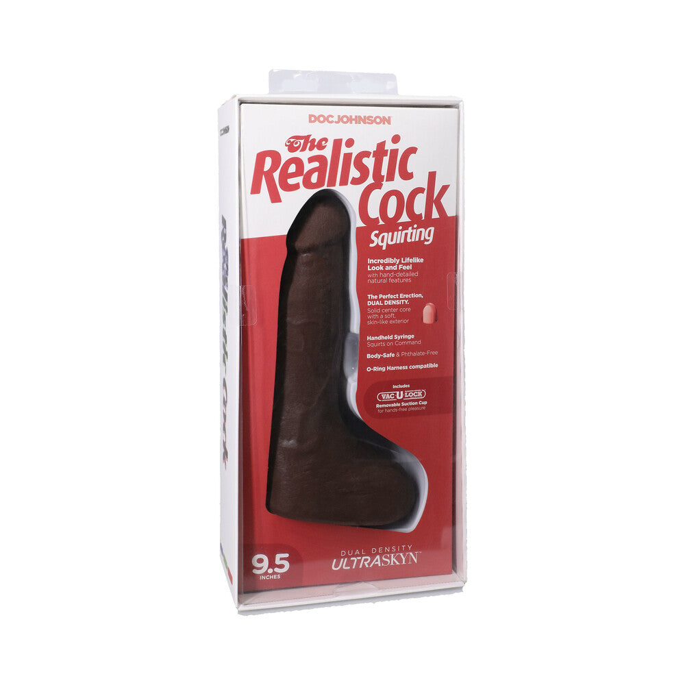 The Realistic Cock Squirting 9.5 " ULTRASKYN Vac-U-Lock Dildo Chocolate