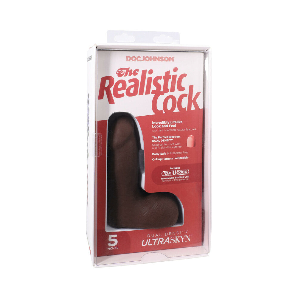 The Realistic Cock 5 " ULTRASKYN Vac-U-Lock Dildo with Balls Chocolate
