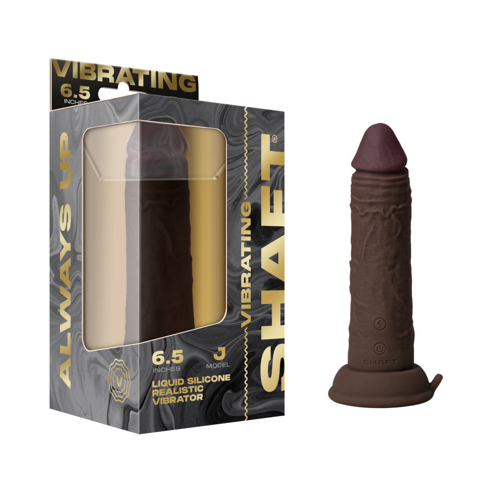 Shaft Vibrating Model J: 6.5 " Dual Density Silicone Dildo Mahogany
