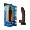 Shaft Vibrating Model C: 9.5 " Dual Density Silicone Dildo Mahogany