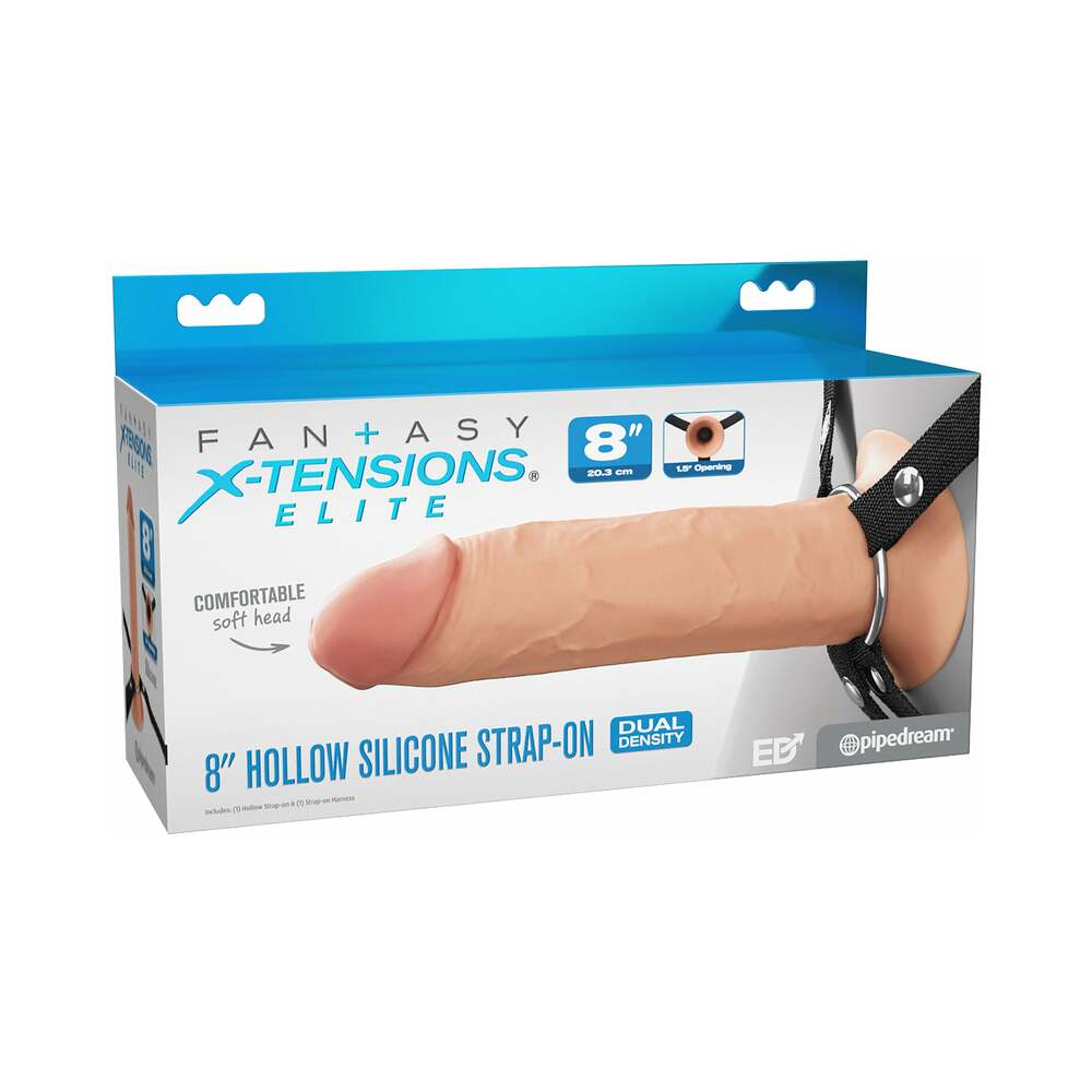 Fantasy X-Tensions Elite Hollow Silicone Strap-On 8 " Light