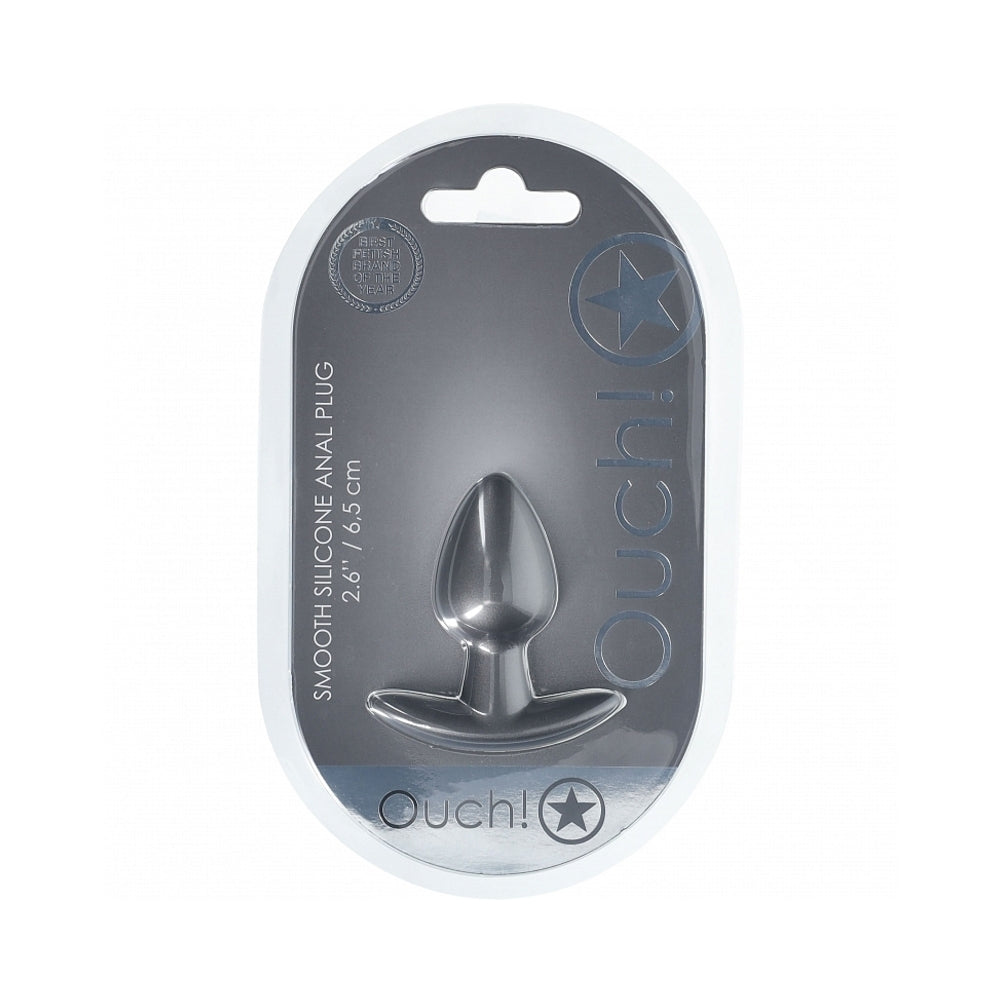 Ouch! Smooth Silicone Anal Plug Small 2.6 " Gun Metal