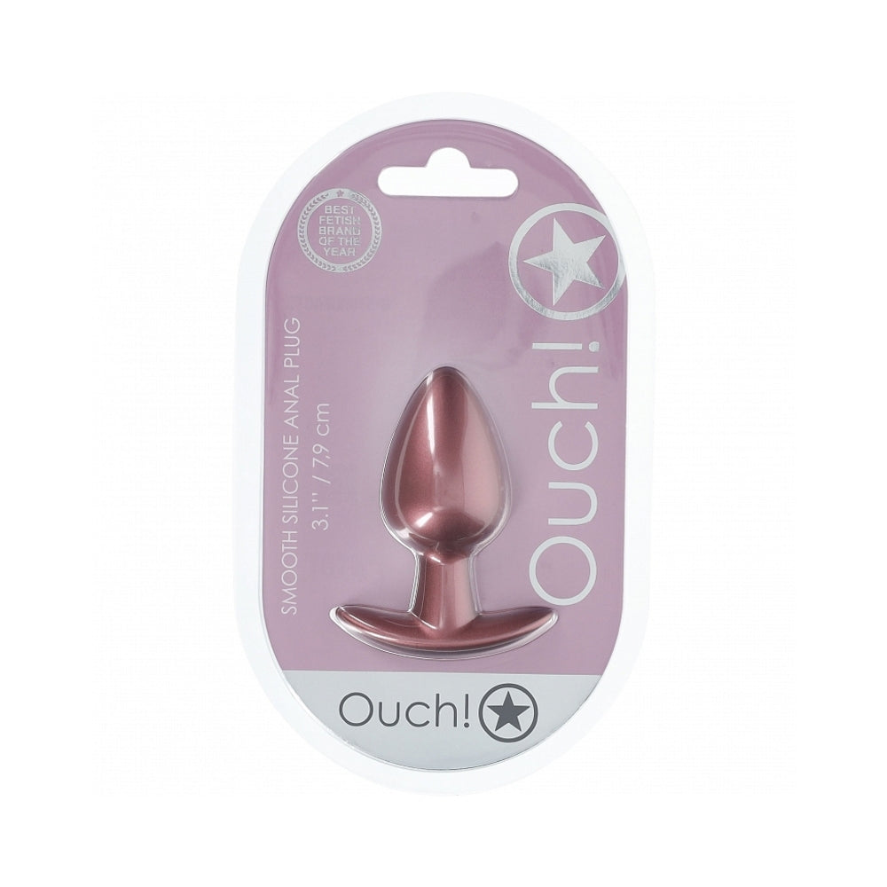 Ouch! Smooth Silicone Anal Plug Medium 3.1 " Rose Gold