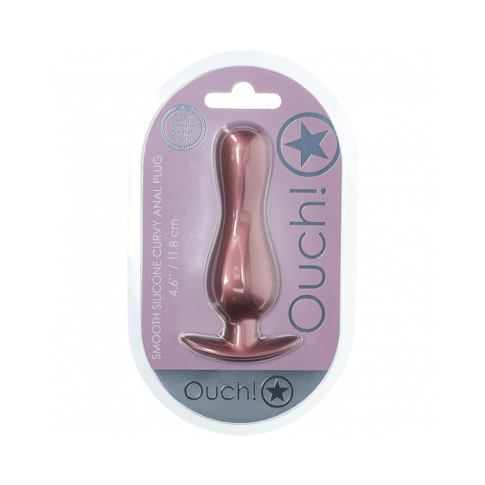 Ouch! Smooth Silicone Curvy Anal Plug 4.6 " Rose Gold