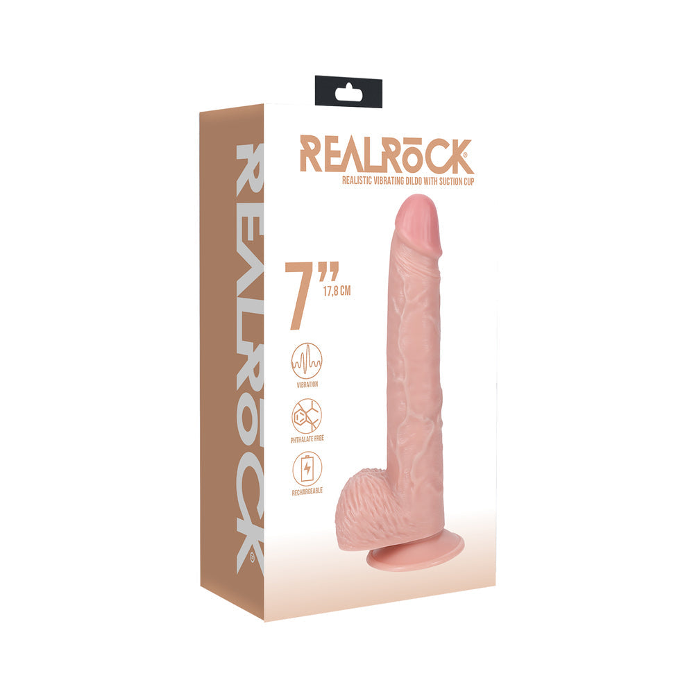 RealRock 7 " Vibrating Cock with Balls Regular Straight Beige
