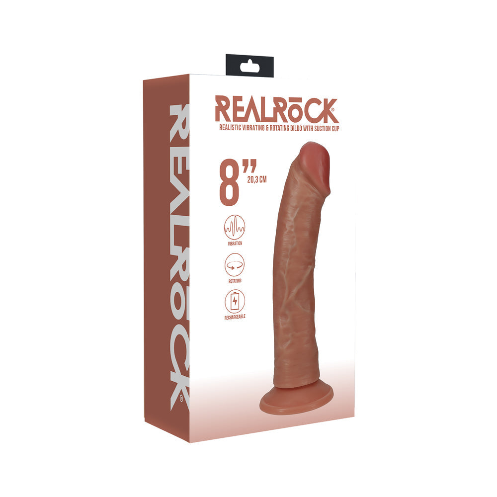RealRock 8 " Vibrating and Rotating Cock Regular Curved Tan