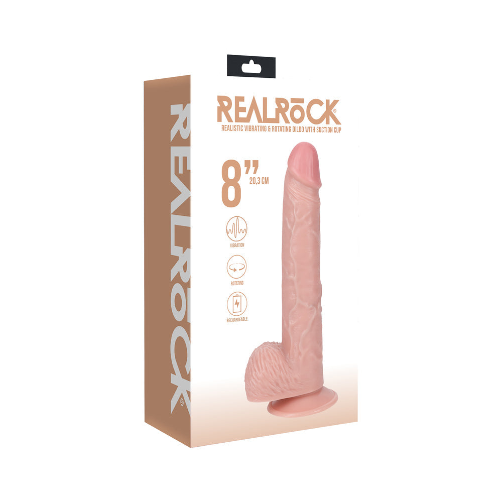 RealRock 8 " Vibrating and Rotating Cock with Balls Regular Straight Beige