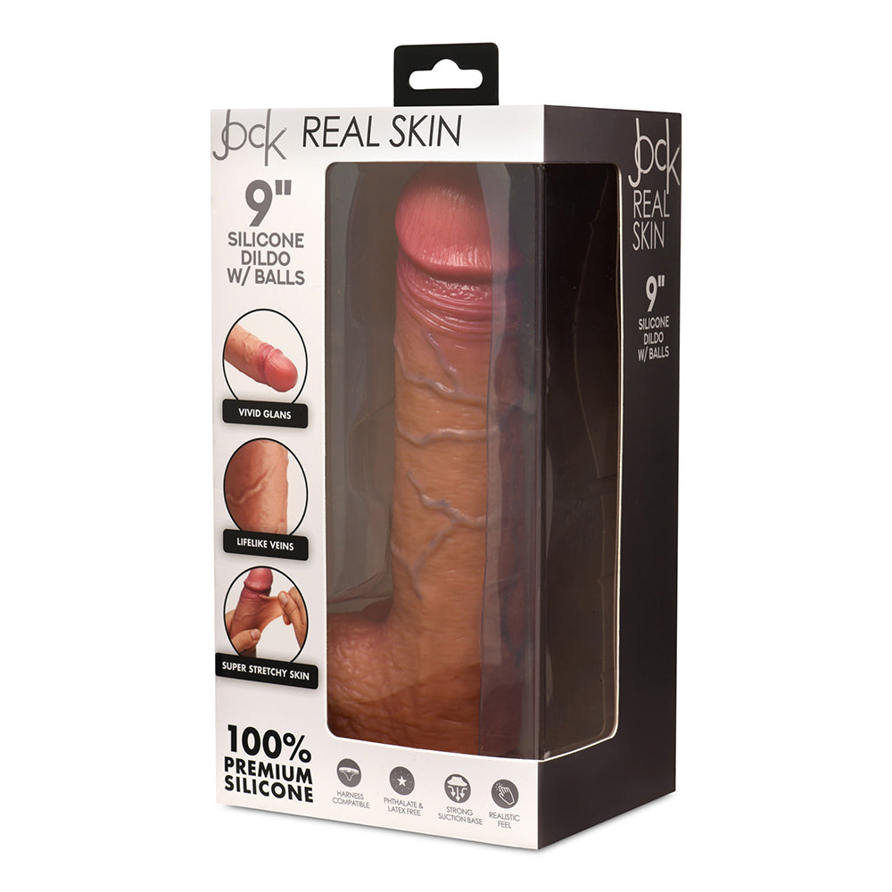 JOCK Real Skin 9 " Silicone Dildo with Balls Medium