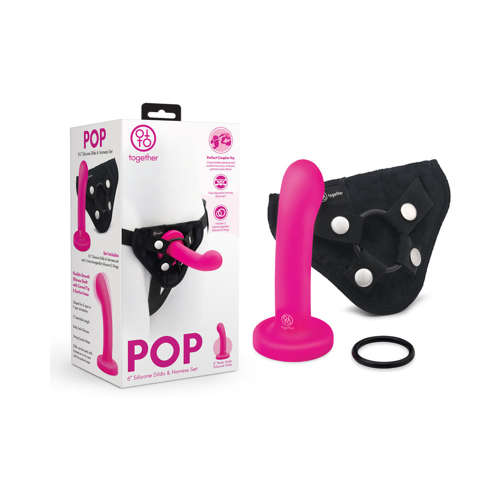 Together Pop 6 " Silicone Dildo & Harness Set Pink